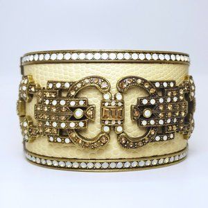 Heidi Daus Ecru Swarovski Crystal Hinged Cuff Bracelet